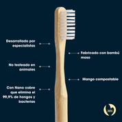 cepillo de dientes de bambú cerdas medias blanco Biobrands bio