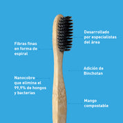 pack 3 cepillos de dientes ProSpiral negro Biobrands bambú natural
