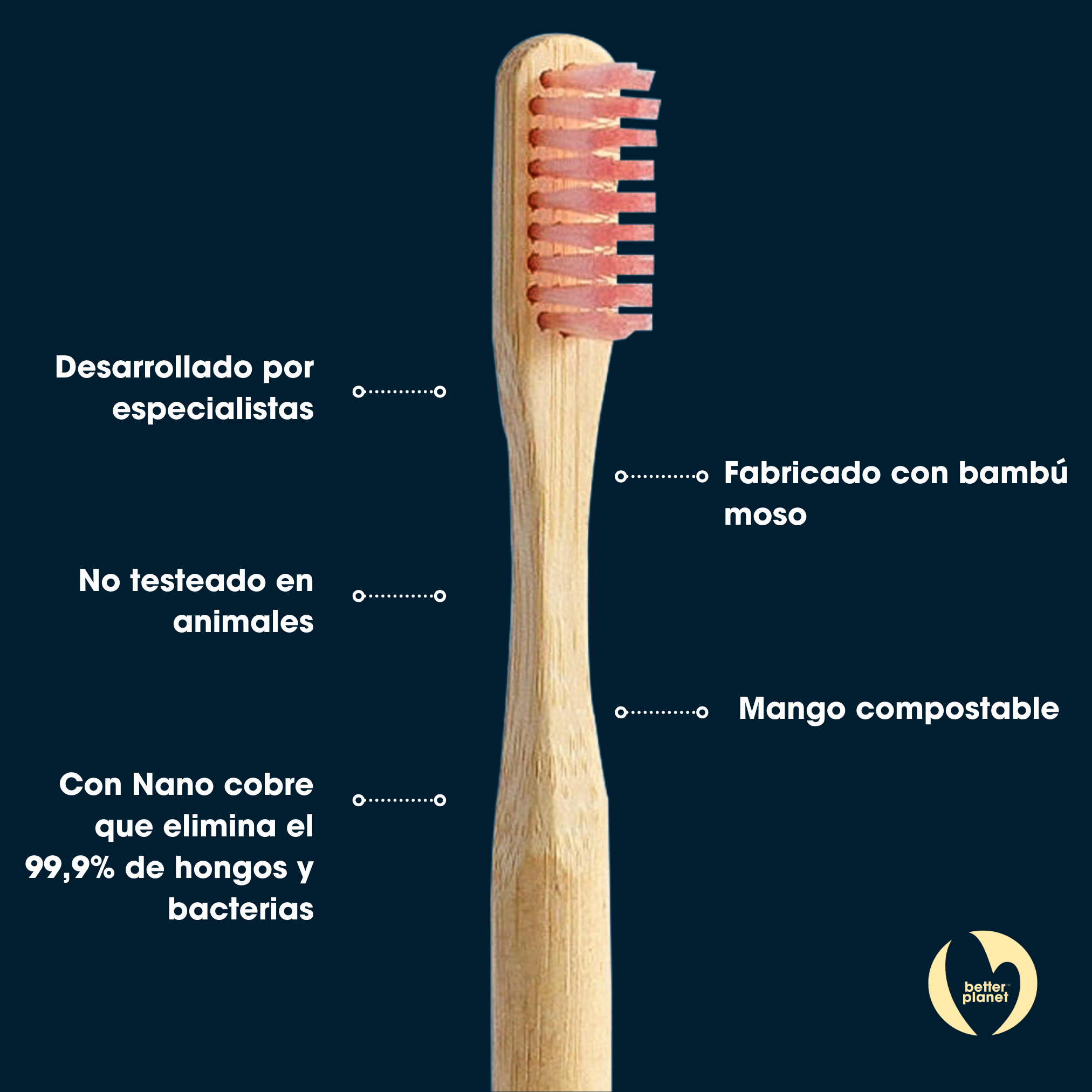 cepillo de dientes de bambú cerdas ultrasuaves rosado Biobrands natural