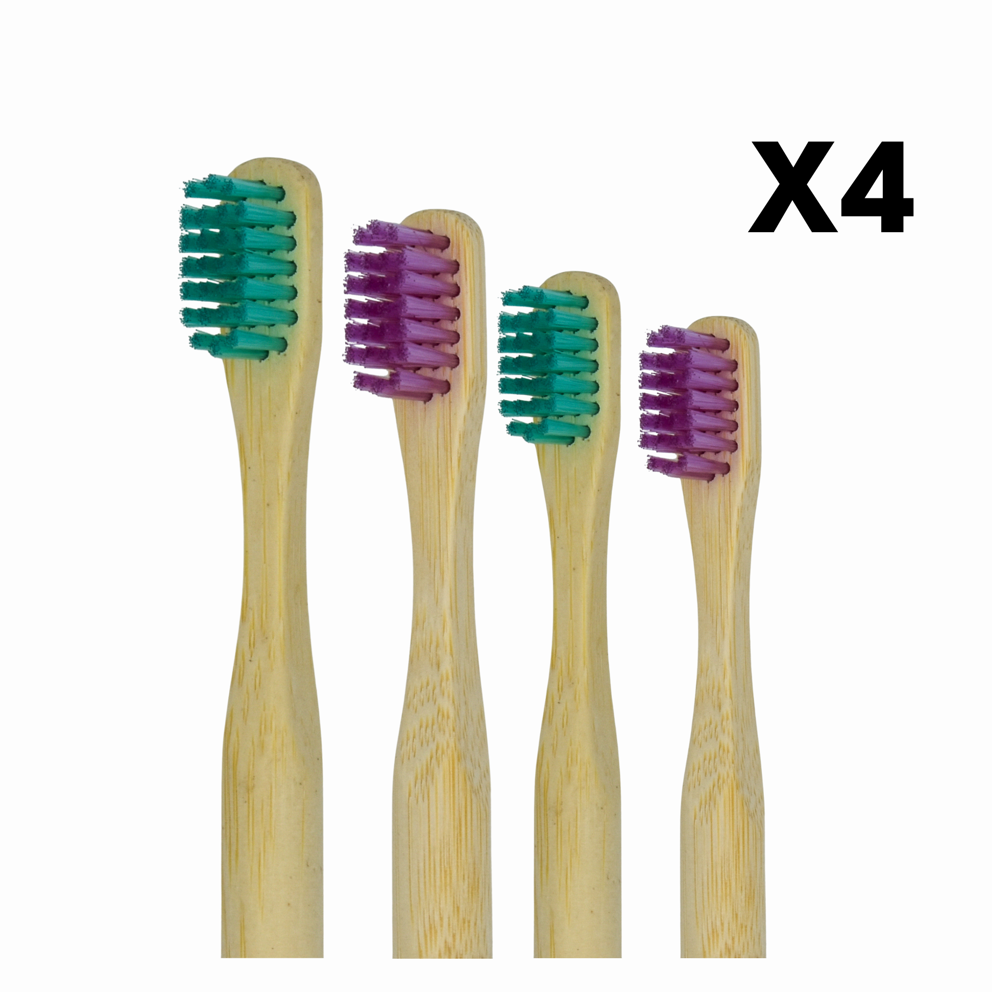 pack 2 de pack de 2 cepillos de dientes de bambú niños Biobrands biodegradable