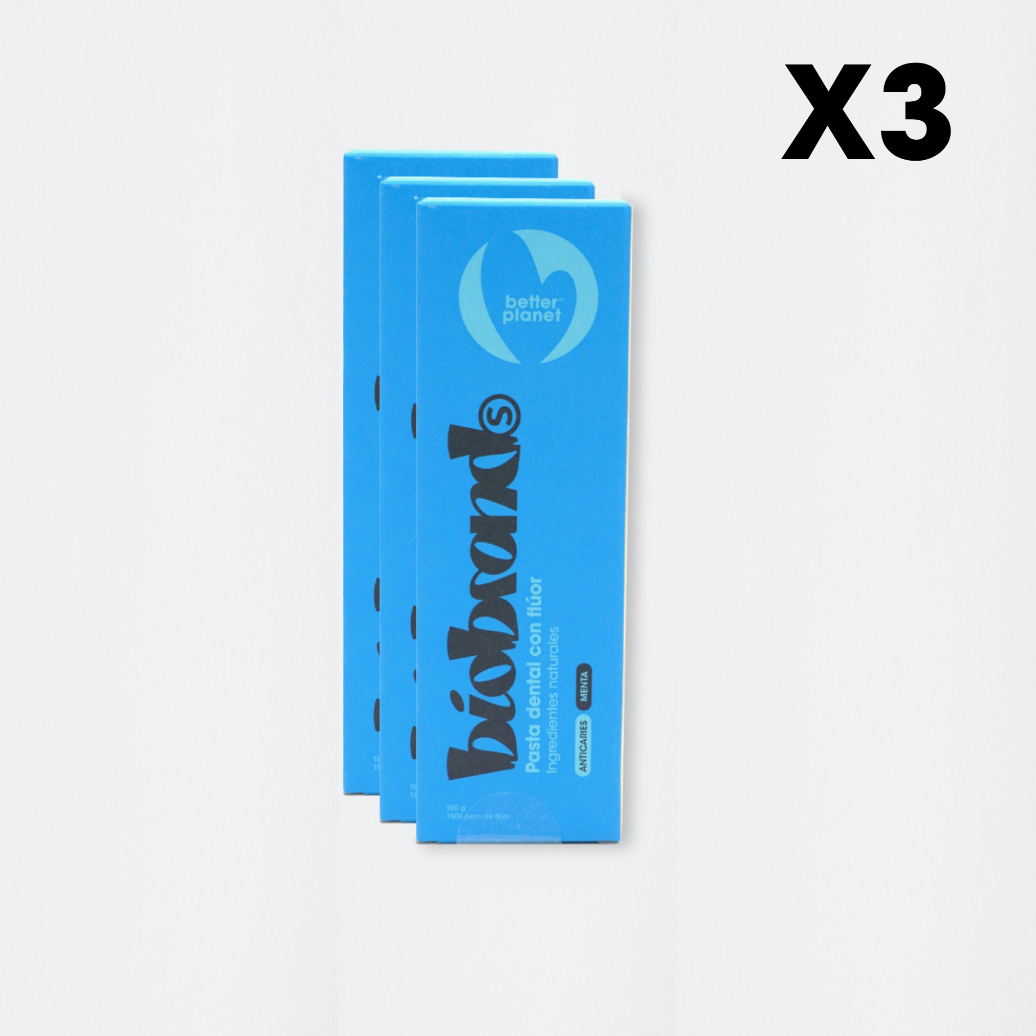 pack 3 pastas dentales con flúor Biobrands natural ecológica.