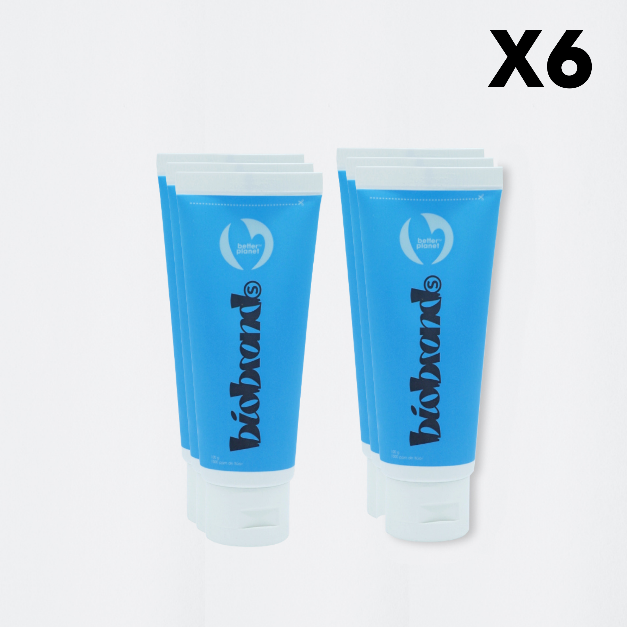 pack 6 pastas dentales con flúor Biobrands ecológica sostenible