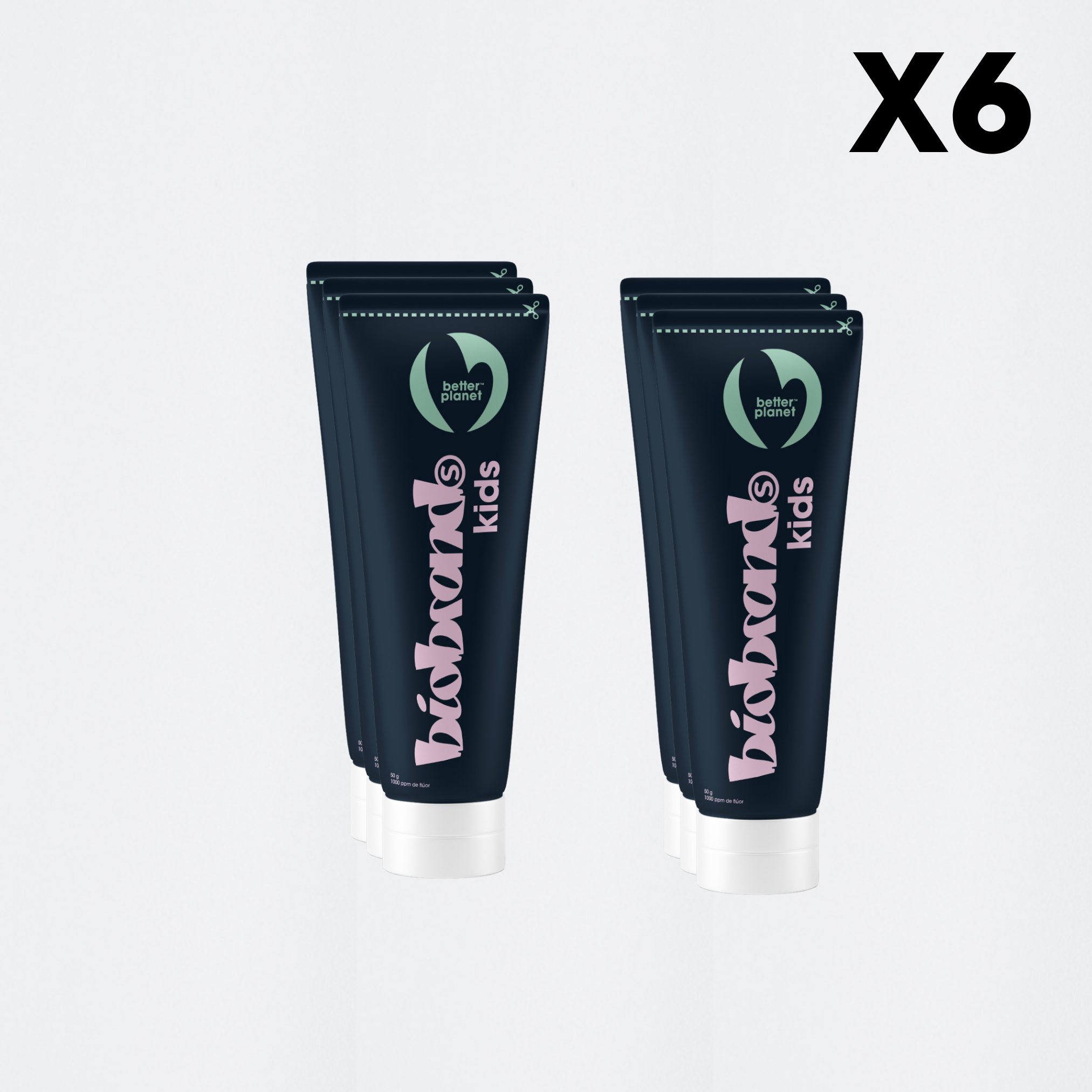 pack 6 pastas dentales para niños con flúor Biobrands ecológica sostenible