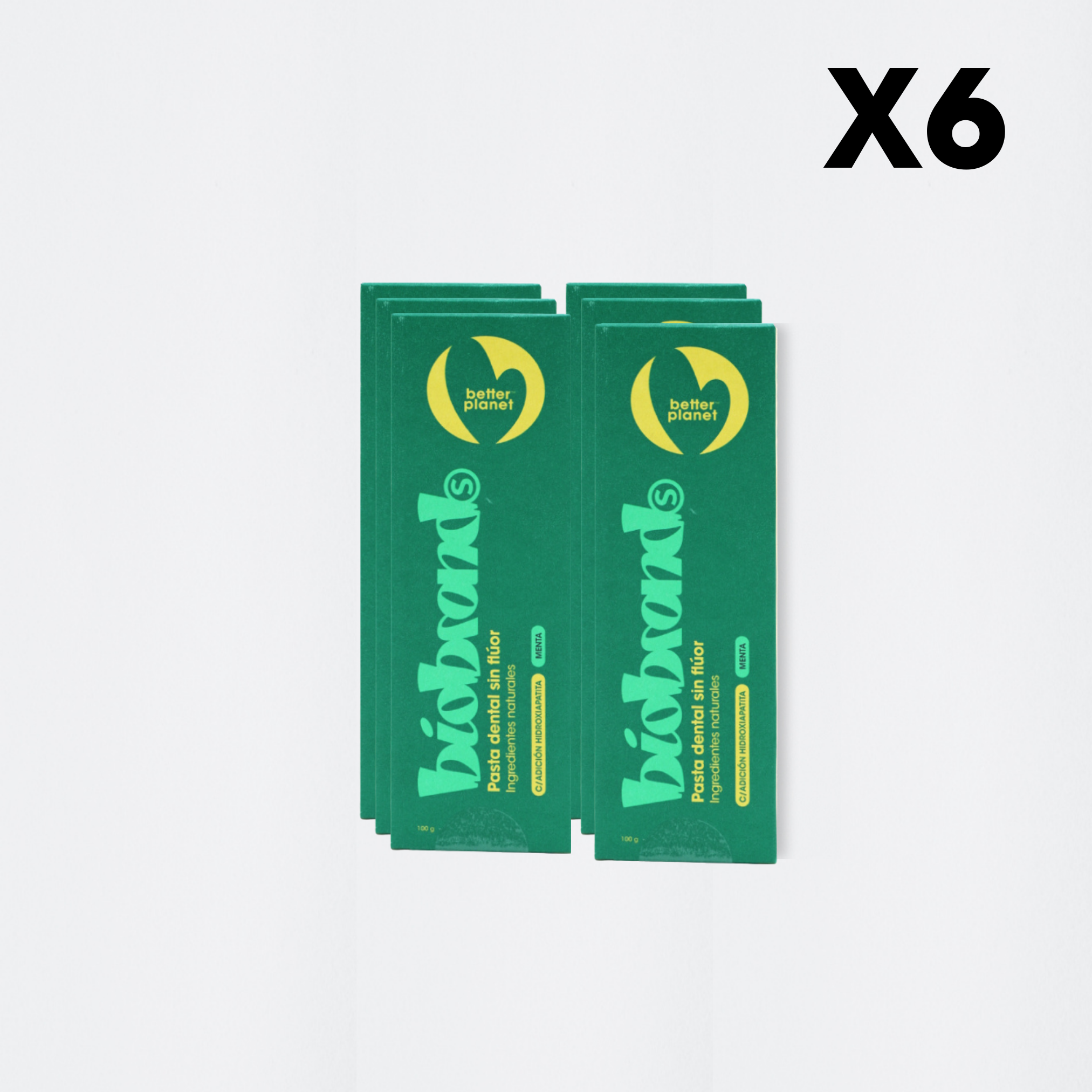 pack 6 pastas dentales sin flúor Biobrands ecológica sostenible