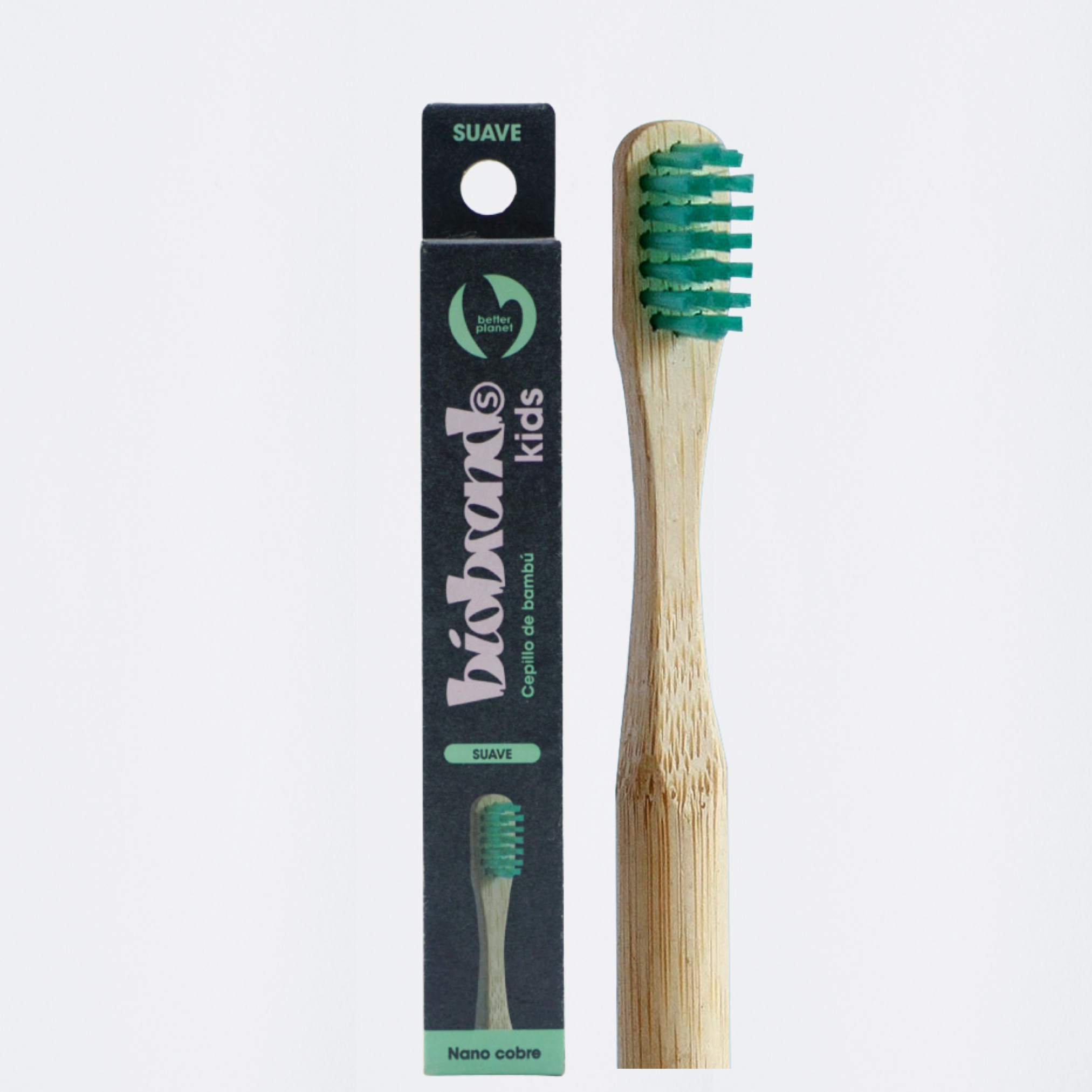 cepillo de dientes de bambú para niño cerdas suaves menta Biobrands natural ecológico biodegradable