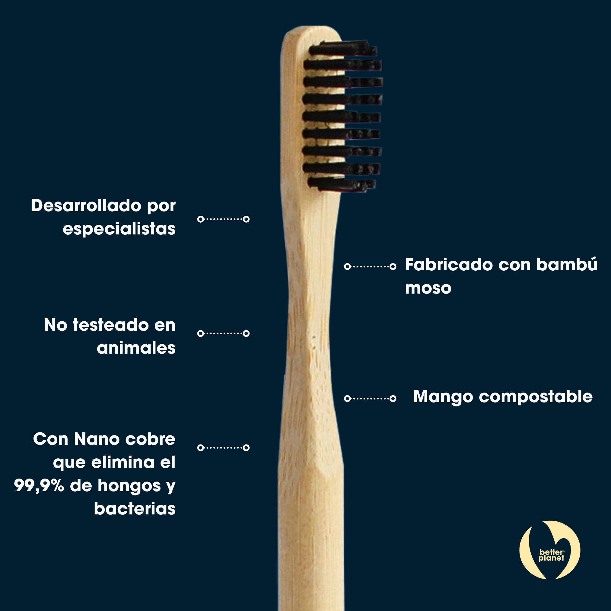 cepillo de dientes de bambú cerdas medias negro Biobrands natural ecológico biodegradable