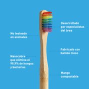 cepillo de dientes de bambú cerdas suaves arcoíris Biobrands natural biodegradable