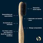 pack 3 cepillos de dientes ProSpiral negro Biobrands bambú natural