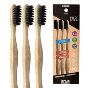 pack 3 cepillos de dientes ProSpiral negro Biobrands bambú natural