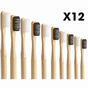 pack 12 cepillos de dientes de bambú cerdas medias negro y blanco Biobrands natural biodegradable