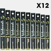 pack 12 cepillos de dientes de bambú cerdas medias negro y blanco Biobrands natural biodegradable