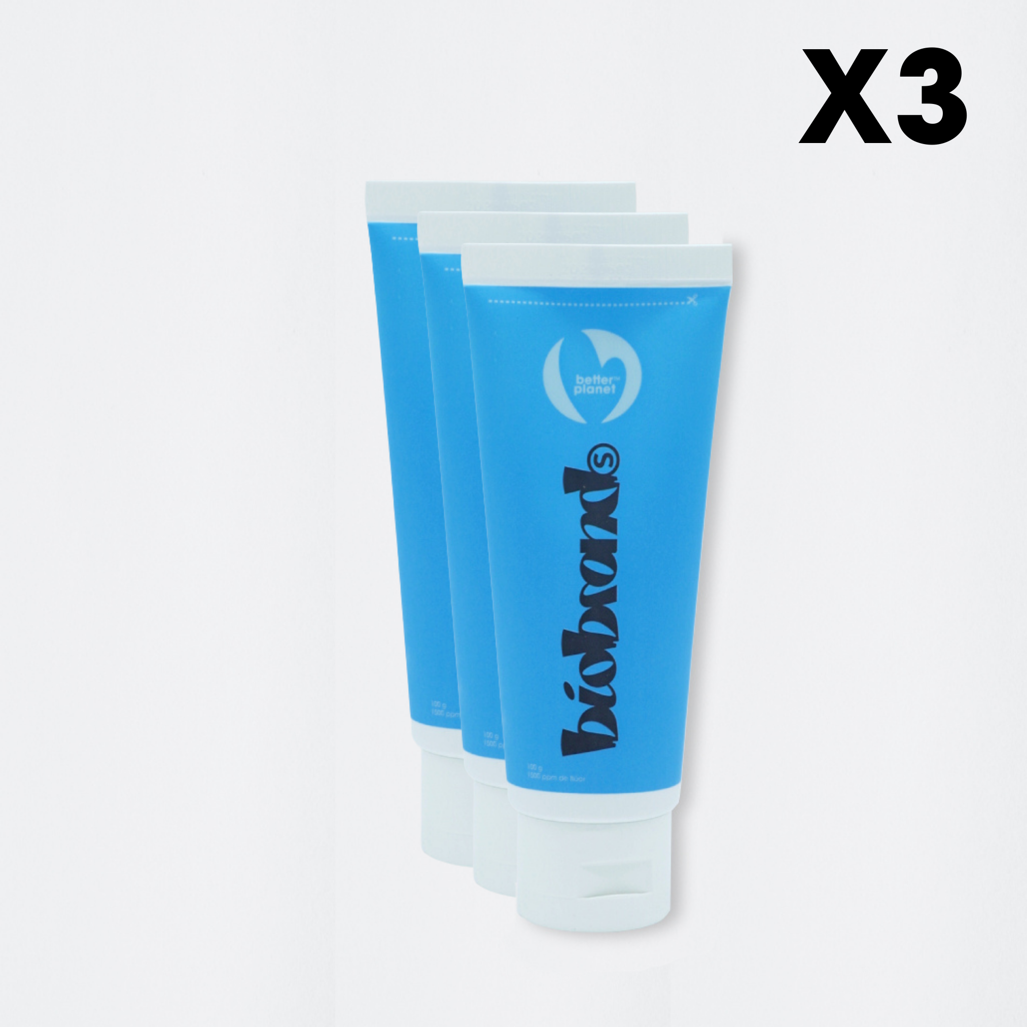 pack 3 pastas dentales con flúor Biobrands natural ecológica.
