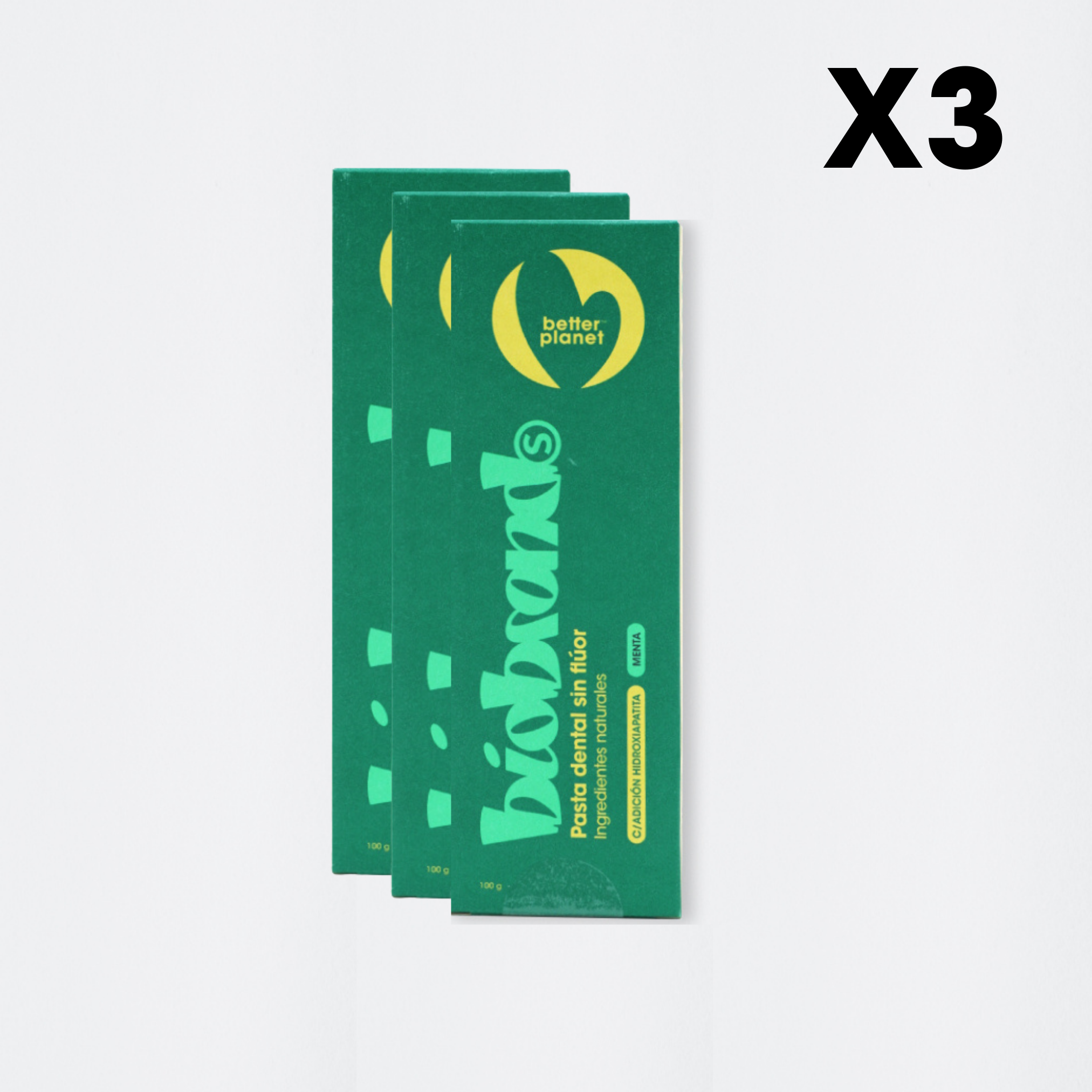 pack 3 pastas dentales sin flúor Biobrands natural ecológica.