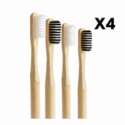 pack 4 cepillos de dientes de bambú cerdas medias blanco y negro Biobrands naturales ecológicos biodegradables