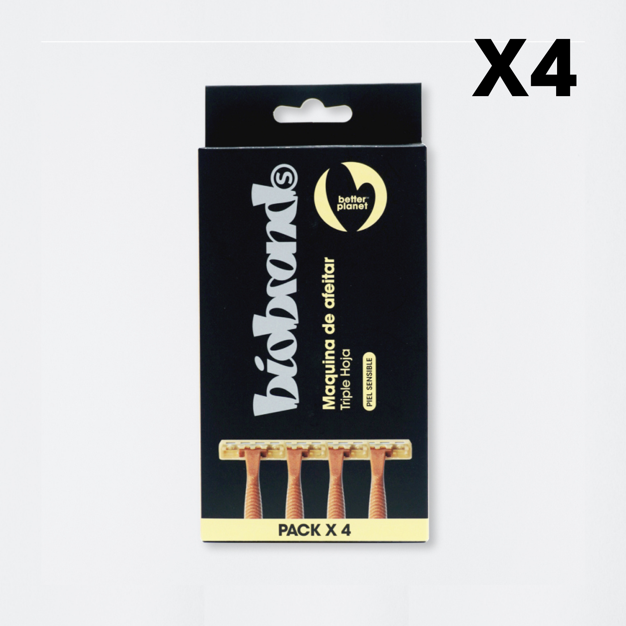 pack 4 máquinas de afeitar compostables Biobrands naturales biodegradables